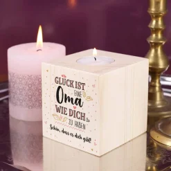 Holz Teelicht für Omas - Glück ist eine Oma wie dich zu haben