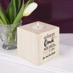 Holz Teelicht für Omas - Glück ist eine Oma wie dich zu haben