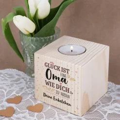 Holz Teelicht für Omas - Glück ist eine Oma wie dich zu haben
