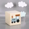 Holzwürfel - Zug - zur Geburt für Jungs