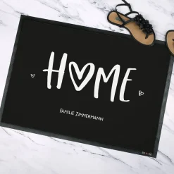 Home Fußmatte mit Herz & Text bedruckt zum Einzug für Paare & Familie