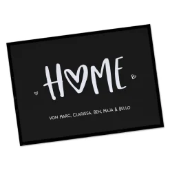 Home Fußmatte mit Herz & Text bedruckt zum Einzug für Paare & Familie