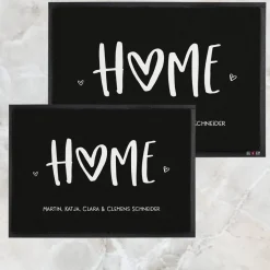 Home Fußmatte mit Herz & Text bedruckt zum Einzug für Paare & Familie