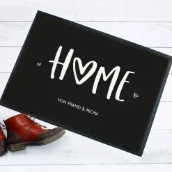 Home Fußmatte mit Herz & Text bedruckt zum Einzug für Paare & Familie
