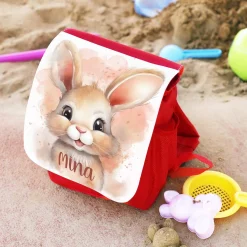 Häschen Kinderrucksack im Watercolor Design mit Ihrem Wunschnamen