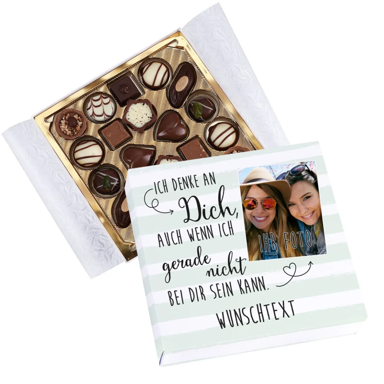 Ich denke an Dich - Lindt Pralinen mit Foto in vier Varianten