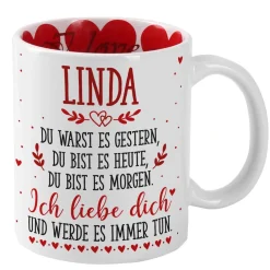 Ich liebe dich für immer - Tasse zum Valentinstag mit Namensaufdruck