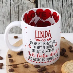 Ich liebe dich für immer - Tasse zum Valentinstag mit Namensaufdruck