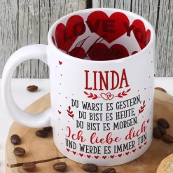 Ich liebe dich für immer - Tasse zum Valentinstag mit Namensaufdruck