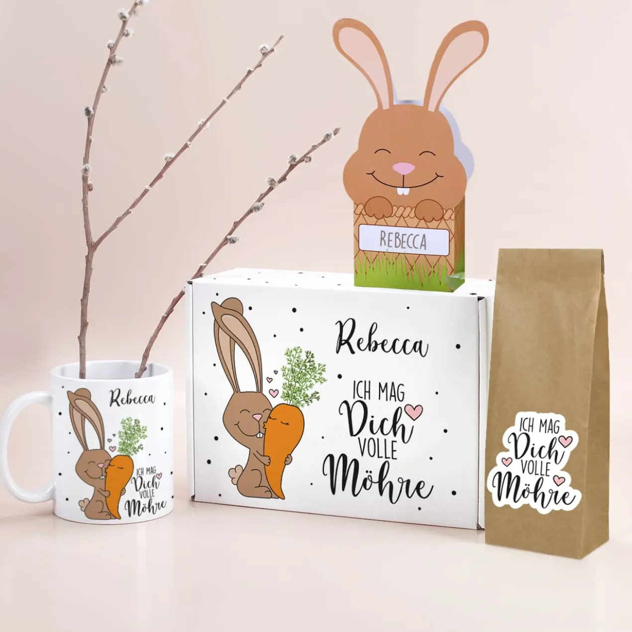 Ich mag Dich volle Möhre! - Geschenkset mit Wunschname