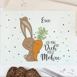 Ich mag Dich volle Möhre! - großes Schneidebrett mit Name, 39 x 28,5 cm