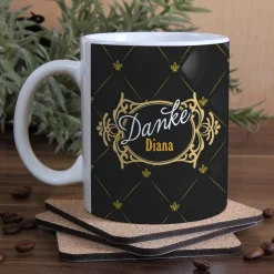 Individuelle Tasse *Danke* mit Ornamenten und Name