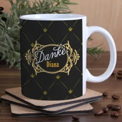 Individuelle Tasse *Danke* mit Ornamenten und Name
