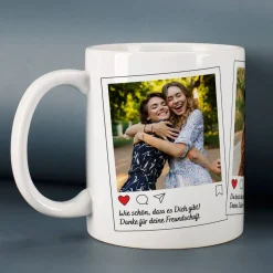 Instagram Post Tasse mit 3 Fotos und Wunschtexten
