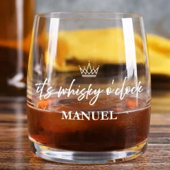 It's whisky o'clock - bedrucktes Glas mit Name
