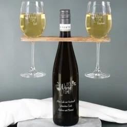 It`s Wine Time - Personalisiertes Geschenkset mit Weinflasche, Weingläsern und Weinbutler