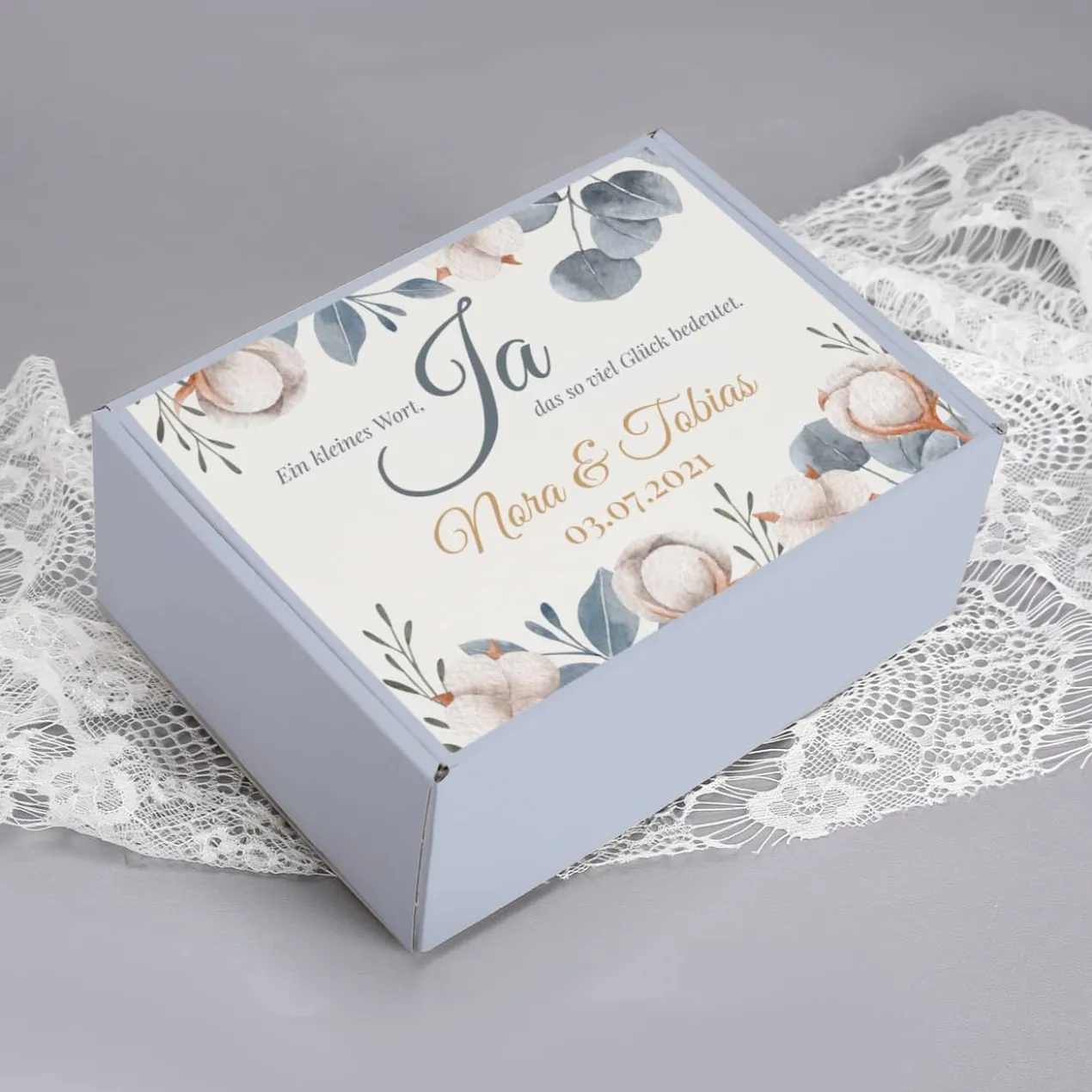 Ja - Ein kleines Wort, das so viel Glück bedeutet - kleine Geschenkverpackungsbox zur Hochzeit