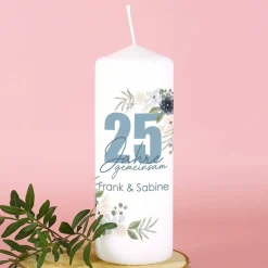 25 Jahre gemeinsam - bedruckte Kerze zur Silberhochzeit
