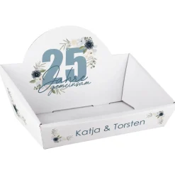 25 Jahre gemeinsam - Geschenkkorb zur Silberhochzeit mit Namen, in 2 Größen