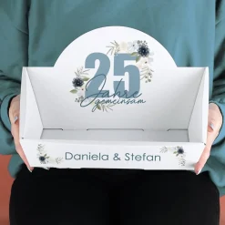 25 Jahre gemeinsam - Geschenkkorb zur Silberhochzeit mit Namen, in 2 Größen