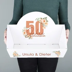 50 Jahre gemeinsam - Geschenkkorb zur Goldenen Hochzeit mit Namen, in 2 Größen
