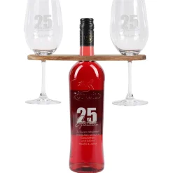 25 Jahre gemeinsam - Geschenkset mit gravierten Weingläsern und Weiflasche