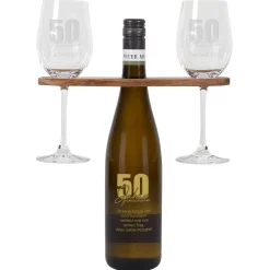 50 Jahre gemeinsam - Geschenkset zur goldenen Hochzeit mit Wein nach Wahl, Wunschnamen und Text