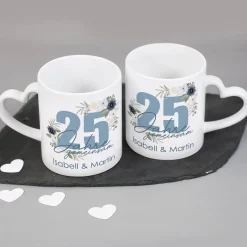 25 Jahre gemeinsam - Paartassen zur Silberhochzeit mit Namen