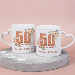 50 Jahre gemeinsam - Paartassen zur Goldhochzeit mit Namen