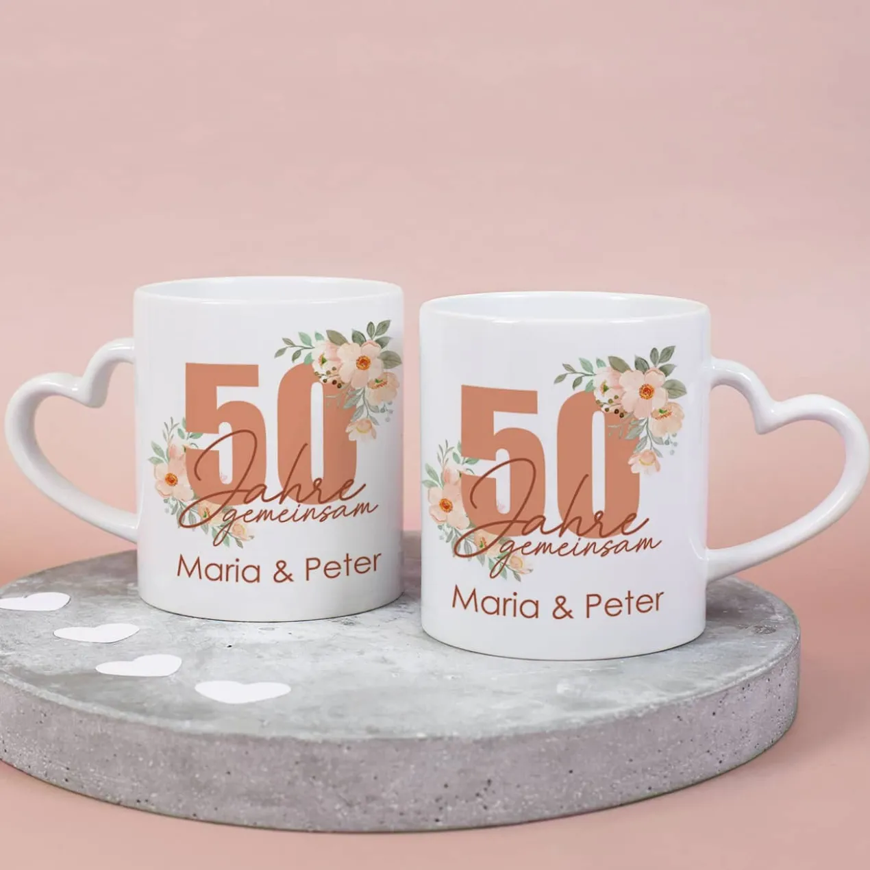50 Jahre gemeinsam - Paartassen zur Goldhochzeit mit Namen