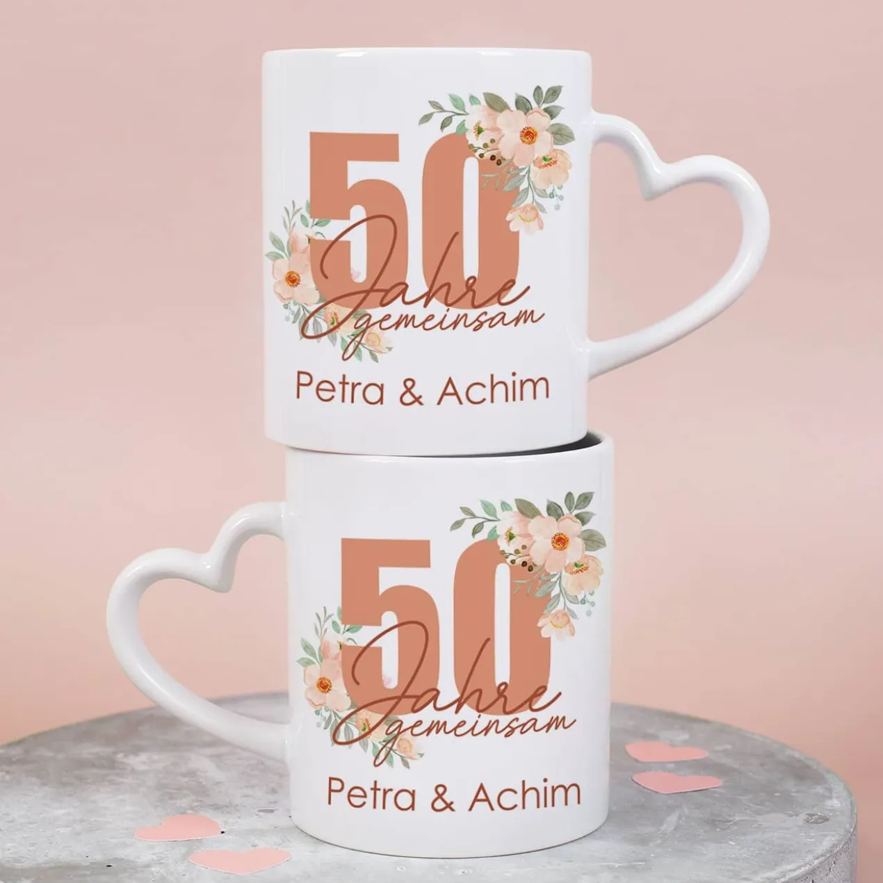 50 Jahre gemeinsam - Paartassen zur Goldhochzeit mit Namen