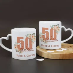 50 Jahre gemeinsam - Paartassen zur Goldhochzeit mit Namen