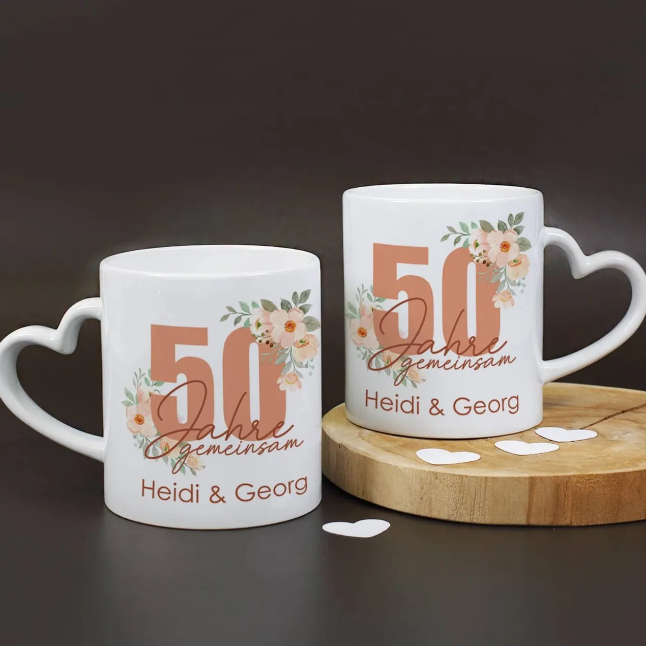 50 Jahre gemeinsam - Paartassen zur Goldhochzeit mit Namen