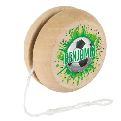 JoJo aus Holz im Retrodesign für Jungen | Personalisiert mit Name und Fußball Motiv