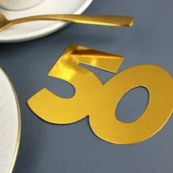 Jumbo Konfetti zur goldenen Hochzeit | Motiv 50 | XXL Deko Zahlen in Gold | 20 Stück Set