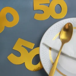Jumbo Konfetti zur goldenen Hochzeit | Motiv 50 | XXL Deko Zahlen in Gold | 20 Stück Set
