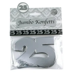 Jumbo Konfetti zur Silberhochzeit | Motiv 25 | XXL Deko Zahlen in Silber | 20 Stück Set