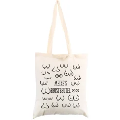 Jutebeutel mit Busenmotiv und Wunschtext