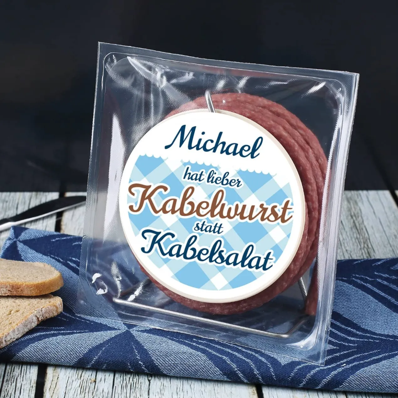 Kabeltrommel Snack Wurst - Kabelwurst statt Kabelsalat - mit Name