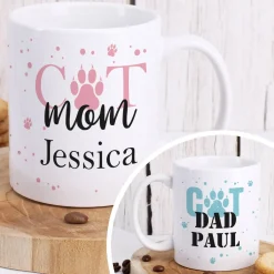 Kaffeetasse Cat Mom | Cat Dad mit Namen