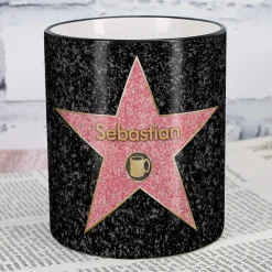 Kaffee-Tasse Walk of Fame mit Stern und Wunschnamen