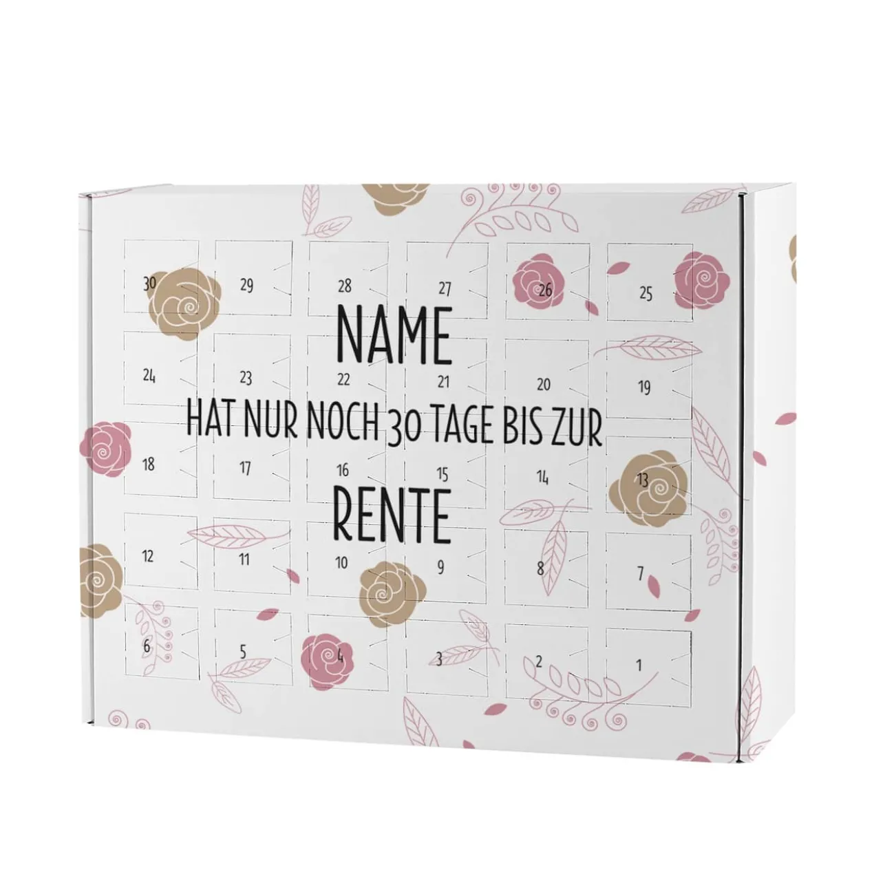 Kalender als Countdown zur Rente mit 30 Türchen zum selbst Befüllen