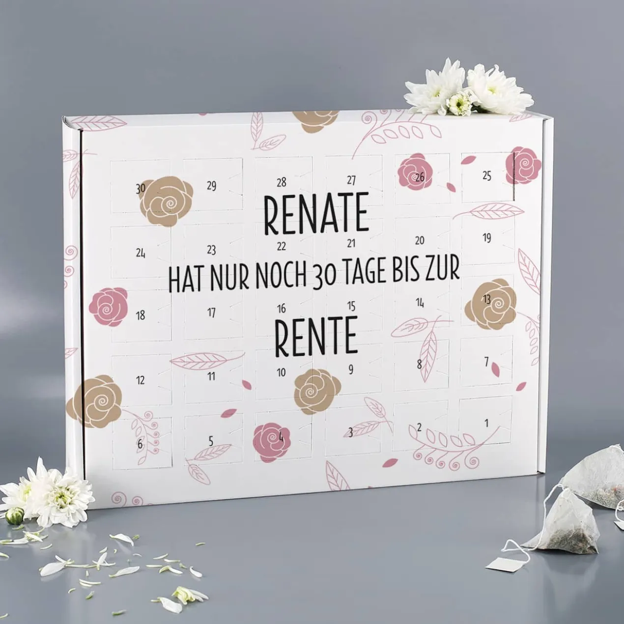 Kalender als Countdown zur Rente mit 30 Türchen zum selbst Befüllen