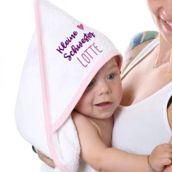 Kapuzenhandtuch Kleine Schwester mit Name