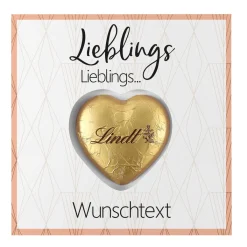 Karte Lieblings... - mit Lindt Schokoherz und Ihrem Wunschtext