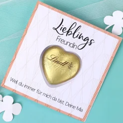 Karte Lieblings... - mit Lindt Schokoherz und Ihrem Wunschtext