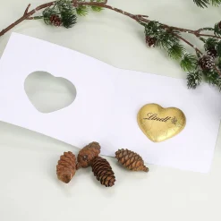 Karte Merry Christmas mit Lindt Schokoherz