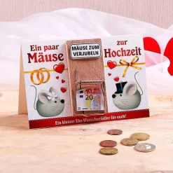 Karte mit Mausefalle - Hochzeit