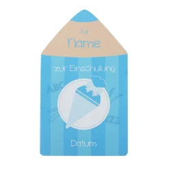 Karte zur Einschulung - Buntstift- mit Name und Datum