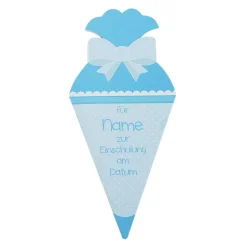 Karte zur Einschulung in Form einer Zuckertüte